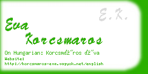 eva korcsmaros business card